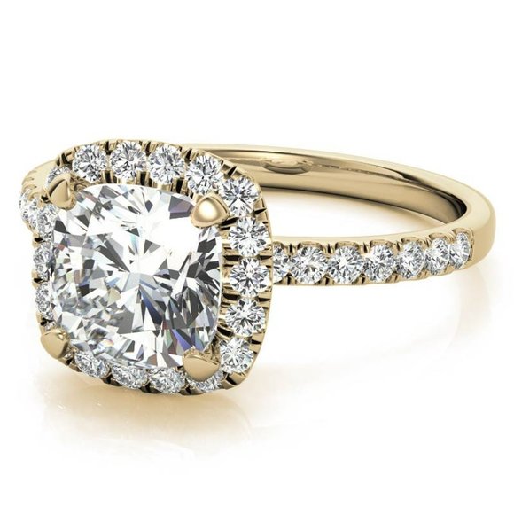 1.0Ct-6.0mm Cushion Moissanite & Lab Diamond Ring - Picture 15 of 16